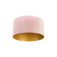 qazqa Velour Lampenschirm pink 50/50/25 mit goldener Innenseite - Rosa
