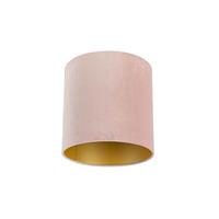 qazqa Velour Lampenschirm pink 25/25/25 mit goldener Innenseite - Rosa