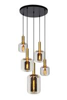 Lucide - Pendelleuchte Joanet in Transparent und Gold-matt E27 5-flammig