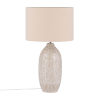 Beliani - Tischlampe in Beige mit dezenten Verzierungen Keramik 57 cm langes Kabel mit Schalter Wohnzimmer Glamour - Beige
