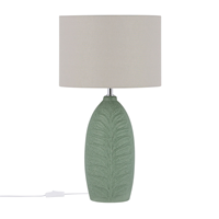 Beliani - Tischlampe Grün Keramik 59 cm mit Blättermotiv langes Kabel mit Schalter Wohnzimmer Glamour - Grau