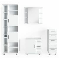 VICCO Badmöbel Set ILIAS Weiß Bad Spiegel Kommode Unterschrank Badschrank - 