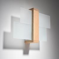 SOLLUX Wandleuchte Shifted 1, Glas und helles Holz