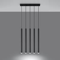 SOLLUX Hanglamp Thin, zwart, 5-lamps, linear