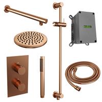 Brauer Inbouw Regendouche Set  Copper Edition Wanduitloop Ronde Hoofddouche 20 cm Met Glijstang Koper