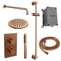 Brauer Inbouw Regendouche Set  Copper Edition Gebogen Wanduitloop Ronde Hoofddouche 20 cm Met Glijstang Koper