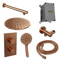 Brauer Inbouw Regendouche Set  Copper Edition Wanduitloop Ronde Hoofddouche 30 cm Met Handdouche 3 Standen Koper