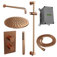 Brauer Inbouw Regendouche Set  Copper Edition Gebogen Wanduitloop Ronde Hoofddouche 30 cm Met Glijstang Koper