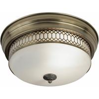 Searchlight Edinburgh - plafondlamp badkamer - Ø 35 x 16 cm - IP44 - antiek messing