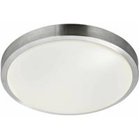 Searchlight LED Flush - plafondlamp badkamer - Ø 34 x 9 cm - 18W LED incl. - IP44 - wit en aluminium