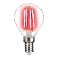 LightMe LED lamp E14 4W filament, rood