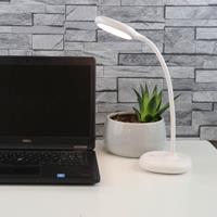 LED-tafellamp Unilux GALY 1800, ideaal voor de werkkamer thuis, vermogen 2 W, 200 lm, 3600 K, aanraakdimmer, kantelbaar, batterijgevoed, met USB-kabel, wit
