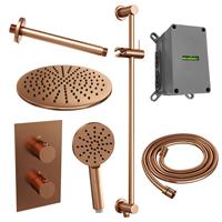 Brauer Copper Edition complete inbouw regendouche set 48 geborsteld koper incl. ronde handdouche, plafondarm, glijstang en 30cm douchekop