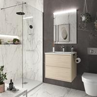 Muebles Ideal badkamermeubel 60cm licht eiken met spiegel en spiegellamp