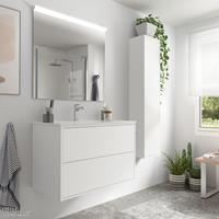 Muebles Ideal badkamermeubel 80cm mat wit met spiegel en spiegellamp