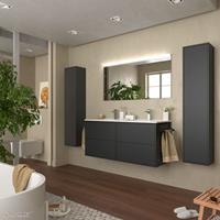 Muebles Ideal badkamermeubel 120cm mat zwart met spiegel en spiegellamp