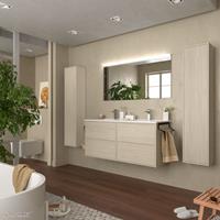 Muebles Ideal badkamermeubel 120cm licht eiken met spiegel en spiegellamp