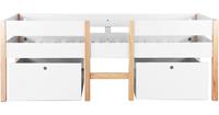 Möbilia Hochbett mit Leiter und 2 Schubladen, inkl. Lattenrost, weiß / natur, 210 x 80 x 99 cm braun/weiß Gr. 90 x 200