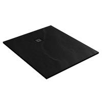 Saniclass Relievo Crag douchebak 100x120cm antislip antibacterieel mineraalmarmer mat zwart DB-RC100x120Z