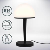 B.K.LICHT Tischleuchte Glasschirm schwarz-matt LED Touch Dimmbar E14 Büro Nachttischlampe