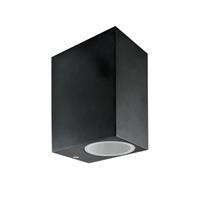 Groenovatie Wandlamp Up & Down, Vierkant, 2 x GU10 Fitting, Waterdicht IP44, Mat Zwart