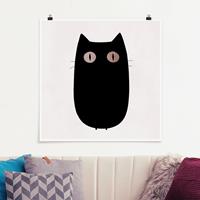 Klebefieber Poster Tiere Schwarze Katze Illustration