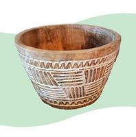 NusaOriginals Handgemaakte Houten Pot met Tribal Patroon