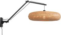 Good & Mojo Wandlamp - PALAWAN - Bamboe - Lange Arm - Zwart - Product Kleur: Naturel / Product Met gloeilamp: Nee - Naturel