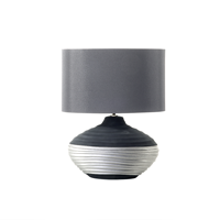 Beliani - Moderne Tischlampe runder Lampenschirm Porzellan/Kunstseide grau Lima - Grau