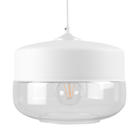 beliani Hängeleuchte Weiß Metall und Glas mit Schirm in Trommelform Glühbirnen-Optik für Wohnzimmer Esszimmer Industrie Look - Transparent