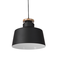Beliani - Hängeleuchte Schwarz Metall und Holz mit Schirm in Glockenform skandinavischer Stil für Kücheninsel Wohn- und Esszimmer - Schwarz
