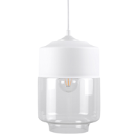 Beliani - Hängeleuchte Weiß Metall und Glas Glühbirnen-Optik mit Schirm in Zylinderform für Wohnzimmer Esszimmer Industrie Look - Transparent