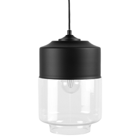 Beliani - Hängeleuchte Schwarz Metall und Glas Glühbirnen-Optik mit Schirm in Zylinderform für Wohnzimmer Esszimmer Industrie Look - Transparent