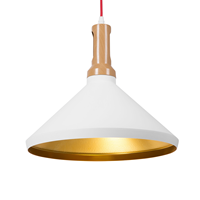Beliani - Hängeleuchte Weiß und Gold Metall Holzoptik mit Schirm in Trichterform Industrie Look - Gold