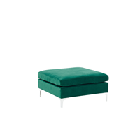 beliani Ottomane Grün Polsterbezug aus Samtstoff quadratisch 85x85 cm mit Metallbeinen Silber Wohnzimmer Diele Flur Salon Möbel - Grün