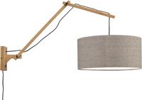 Good & Mojo Wandlamp - ANDES - Bamboe/Linnen - Lange Arm - Naturel - Product Kleur: Donker linnen / Product Met gloeilamp: Nee - Donker linnen