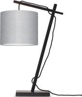 Good & Mojo Tafellamp - ANDES - Bamboe/Linnen - Zwart - Product Kleur: Lichtgrijs / Product Met gloeilamp: Nee - Lichtgrijs