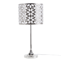 beliani Tischlampe Silber Metall 58 cm Schirm mit Kristallen aus Acrylglas Blumenmuster langes Kabel mit Schalter Glamouröser Stil - Silber
