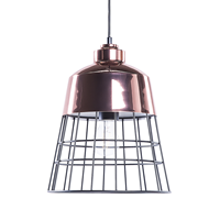Beliani - Hängeleuchte Kupfer Metall Schirm in Glockenform mit Gitter in Schwarz Glühbirnen-Optik Industrie Stil - Schwarz