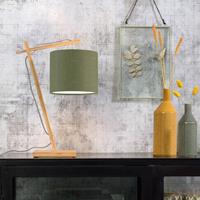 Good & Mojo Tafellamp - ANDES - Bamboe/Linnen - Naturel - Product Kleur: Mosgroen / Product Met gloeilamp: Nee - Mosgroen