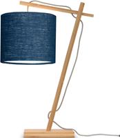 Good & Mojo Tafellamp - ANDES - Bamboe/Linnen - Naturel - Product Kleur: Donkerblauw / Product Met gloeilamp: Nee - Donkerblauw