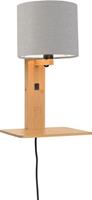 Good & Mojo Wandlamp met boekenplank - ANDES - Bamboe/Linnen - Naturel - Product Kleur: Lichtgrijs / Product Met gloeilamp: Nee - Lichtgrijs