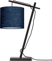 Good & Mojo Tafellamp - ANDES - Bamboe/Linnen - Zwart - Product Kleur: Donkerblauw / Product Met gloeilamp: Nee - Donkerblauw