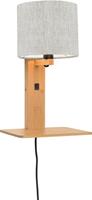 Good & Mojo Wandlamp met boekenplank - ANDES - Bamboe/Linnen - Naturel - Product Kleur: Licht linnen / Product Met gloeilamp: Nee - Licht linnen
