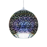 beliani Hängeleuchte Silber Glas mit Schirm in Kugelform 3D-Feuerwerk-Effekt Skandinavischer Stil für Wohnzimmer Esszimmer - Silber