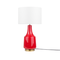 beliani Moderne Tischlampe effektive Farbe Keramik/Poly-Baumwolle rot/cremeweiß Triversa - Rot