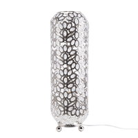 beliani Stehleuchte Metall silber Laternenform marokkanisch orientalisch Blumen Volta - Silber