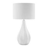 Beliani - Tischlampe Hellbeige/ Weiß geschwungener Porzellanfuß Stoffschirm langes Kabel mit Schalter hellbeigen Lampenschirm Modernes Design