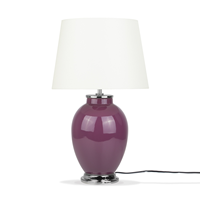 beliani Tischlampe Violett Keramik 56 cm Stoffschirm Weiß Empire Vasenform Kabel mit Schalter Retro-Stil