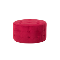 beliani Hocker Rot Samtstoff Knopfversteppung Rund Modern/Elegant